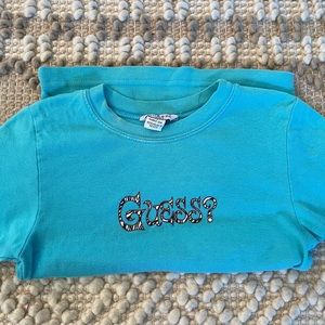 Y2K Guess? Jeans turquoise baby tee